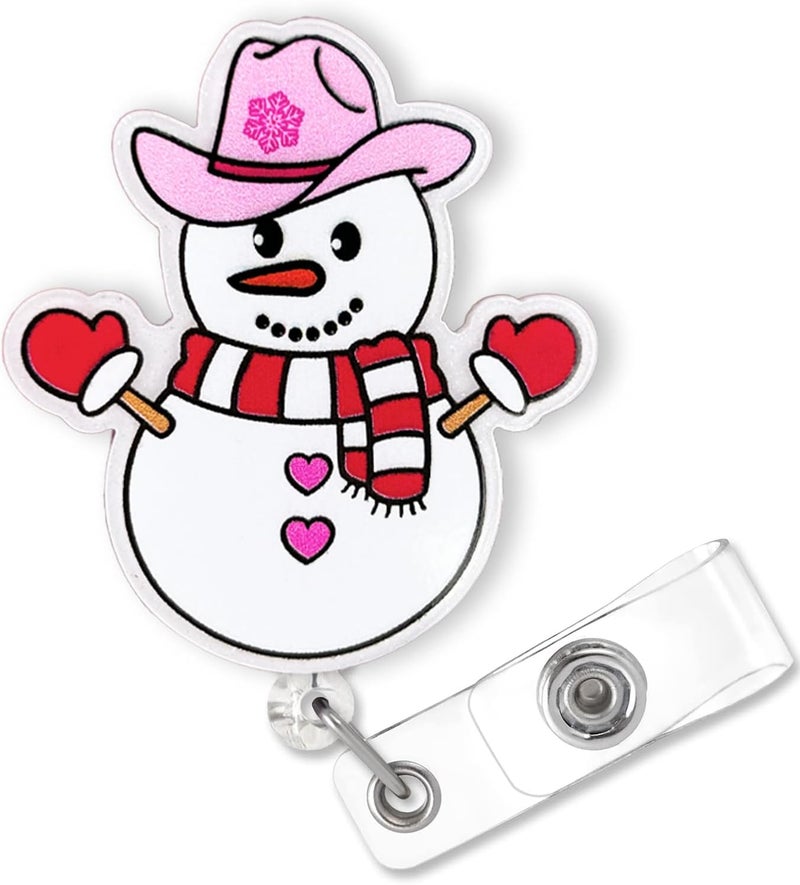 Bydevia Cute Cowgirl Snowman Badge Reel Retractable, Christmas Badge Reel for Nurse Nursing Student RN MA CNA LPN Medical Worker & Teacher, Funny Holiday Nurse Gifts, Winter Badge Holder with Alligator Clip - Image 1